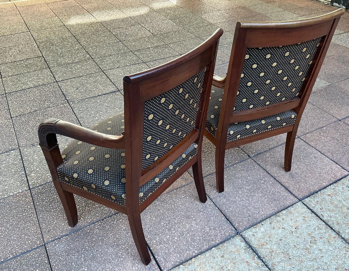 Two Empire Period Mahogany Armchairs.-photo-1