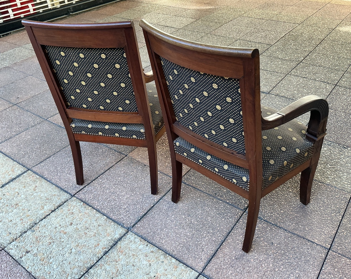 Two Empire Period Mahogany Armchairs.-photo-2