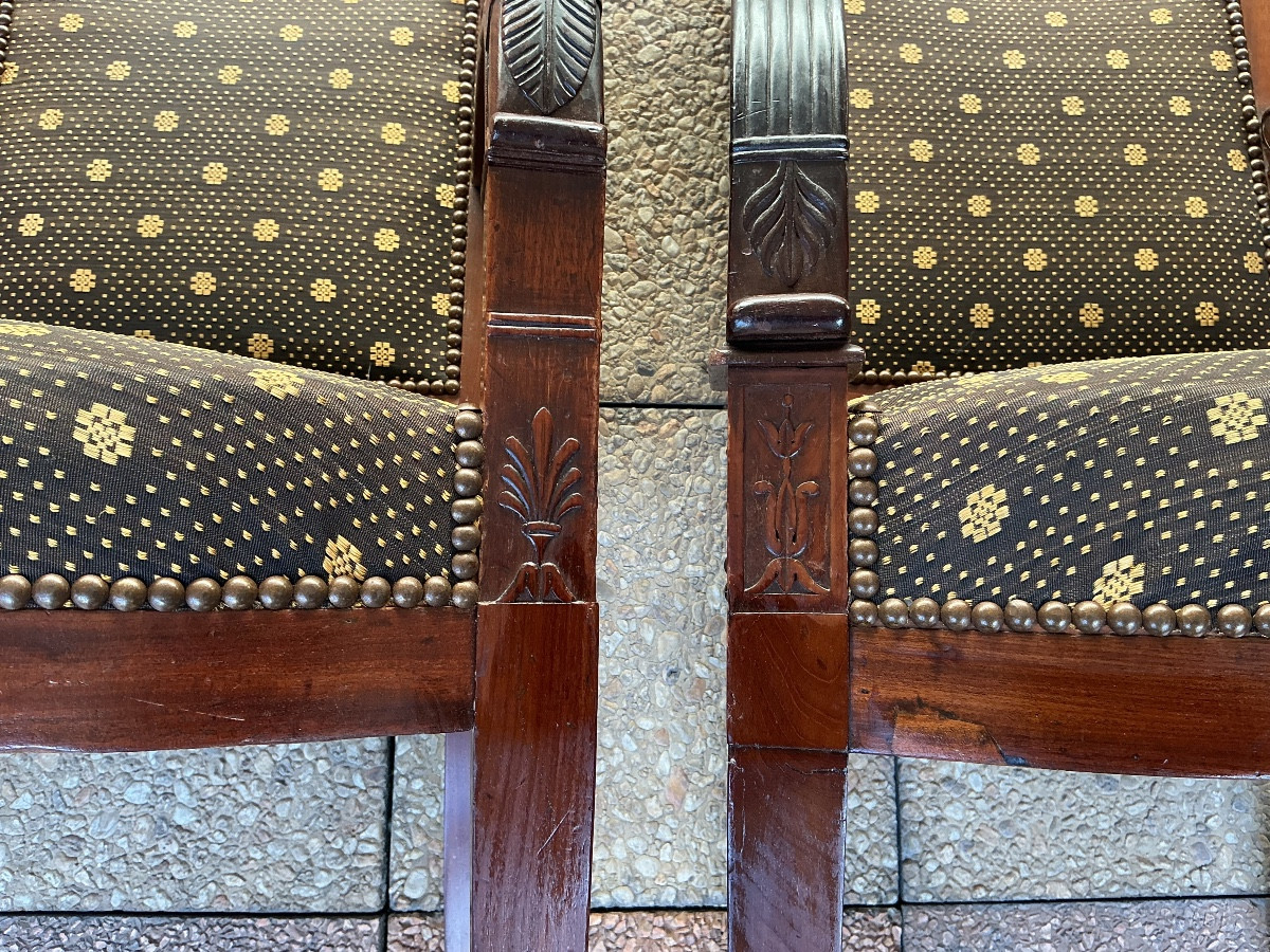 Two Empire Period Mahogany Armchairs.-photo-5