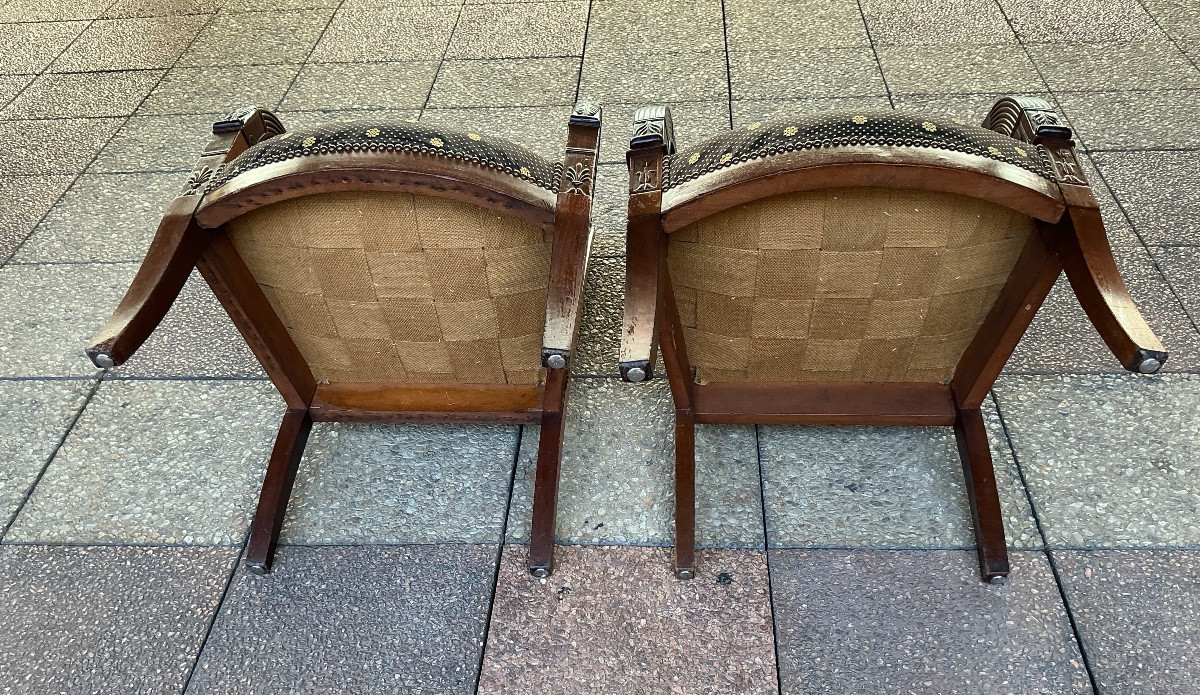 Two Empire Period Mahogany Armchairs.-photo-8