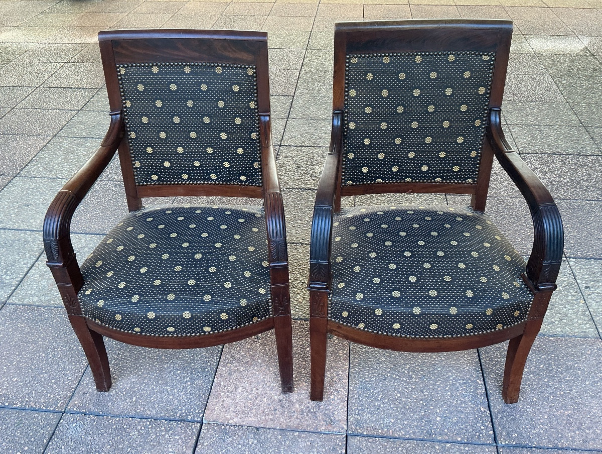 Two Empire Period Mahogany Armchairs.
