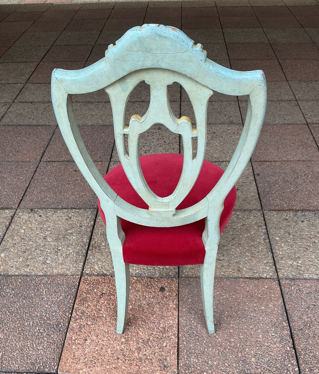 Six Chairs In Painted And Gilded Wood.-photo-5