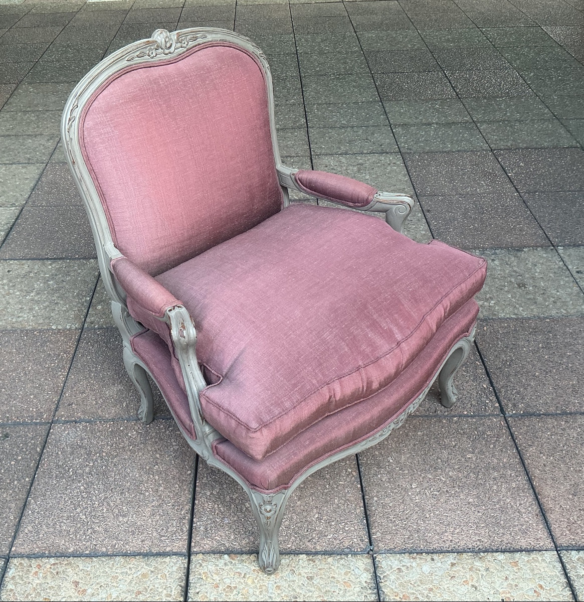 A Large Louis XV Armchair In Painted Wood.-photo-2