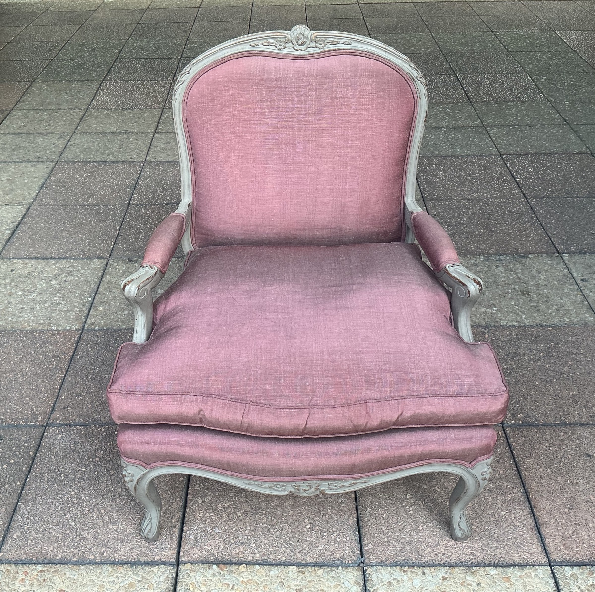 A Large Louis XV Armchair In Painted Wood.-photo-3