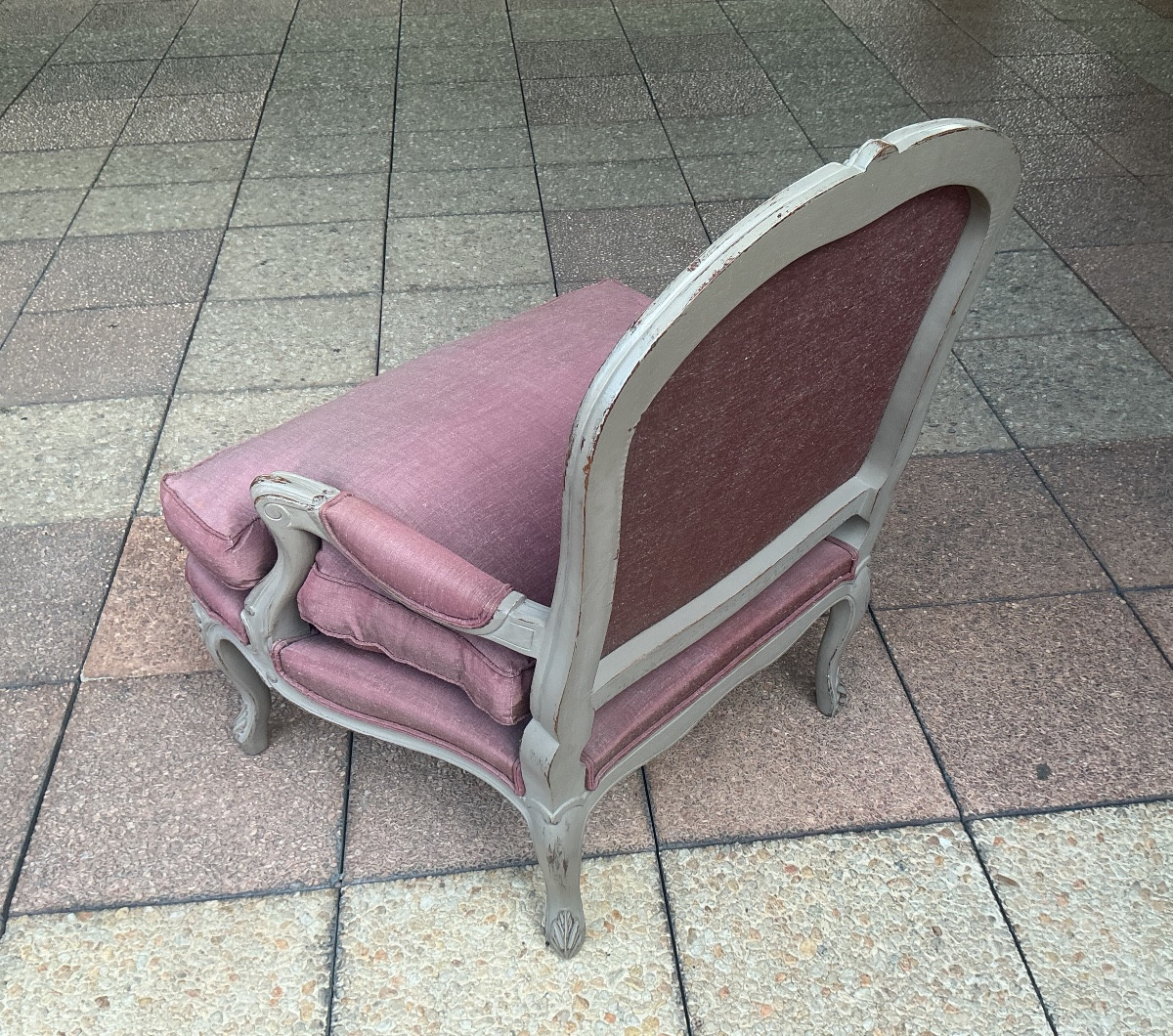 A Large Louis XV Armchair In Painted Wood.-photo-4