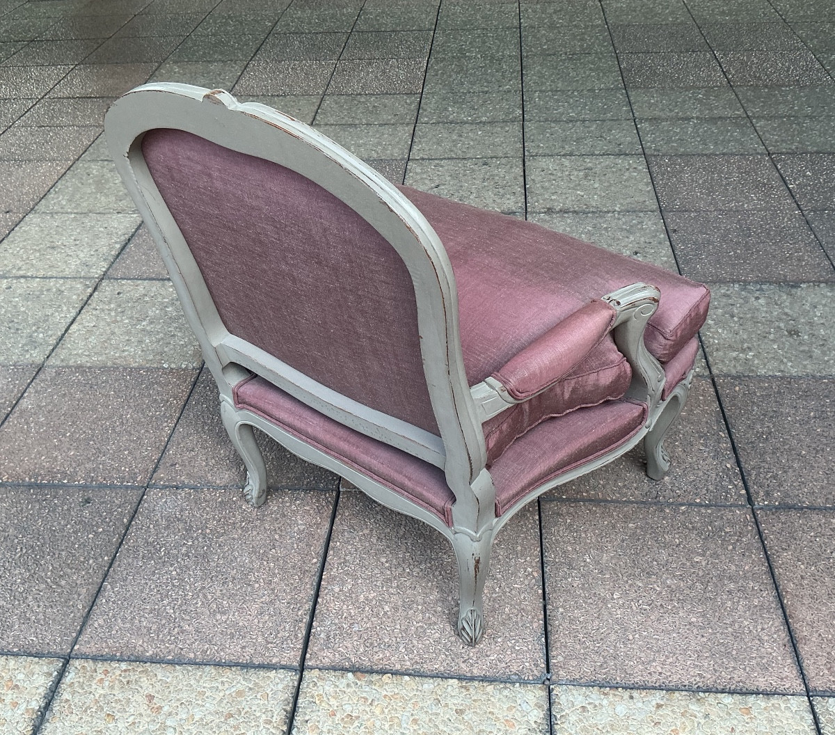 A Large Louis XV Armchair In Painted Wood.-photo-1