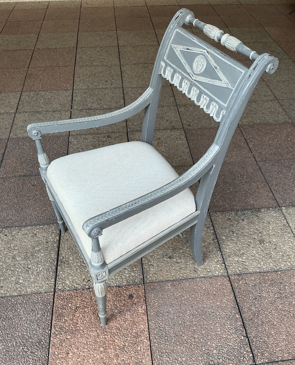 A Painted Wood Directoire Armchair-photo-2