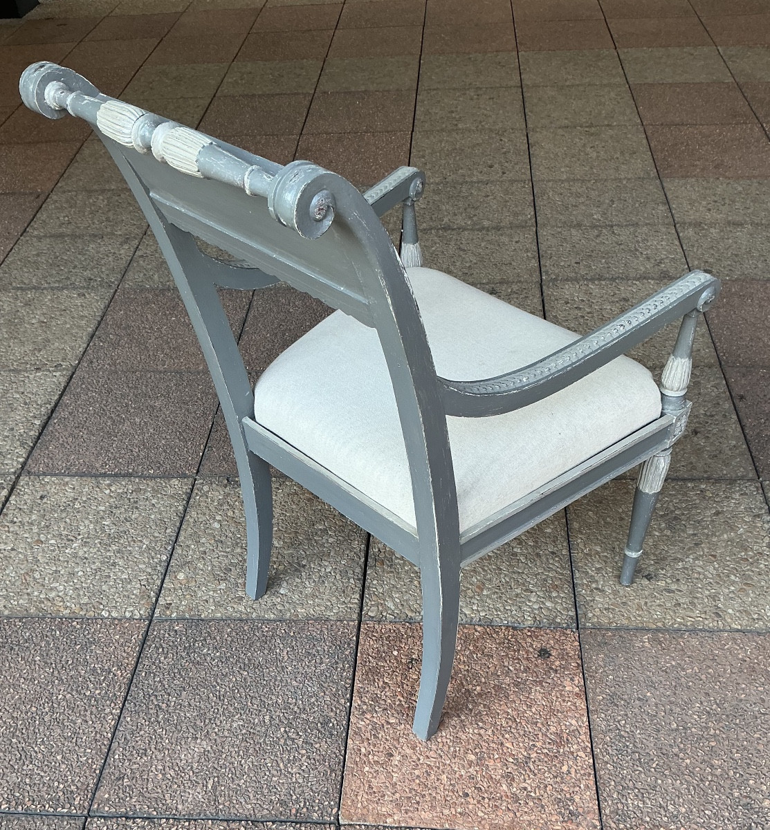 A Painted Wood Directoire Armchair-photo-3