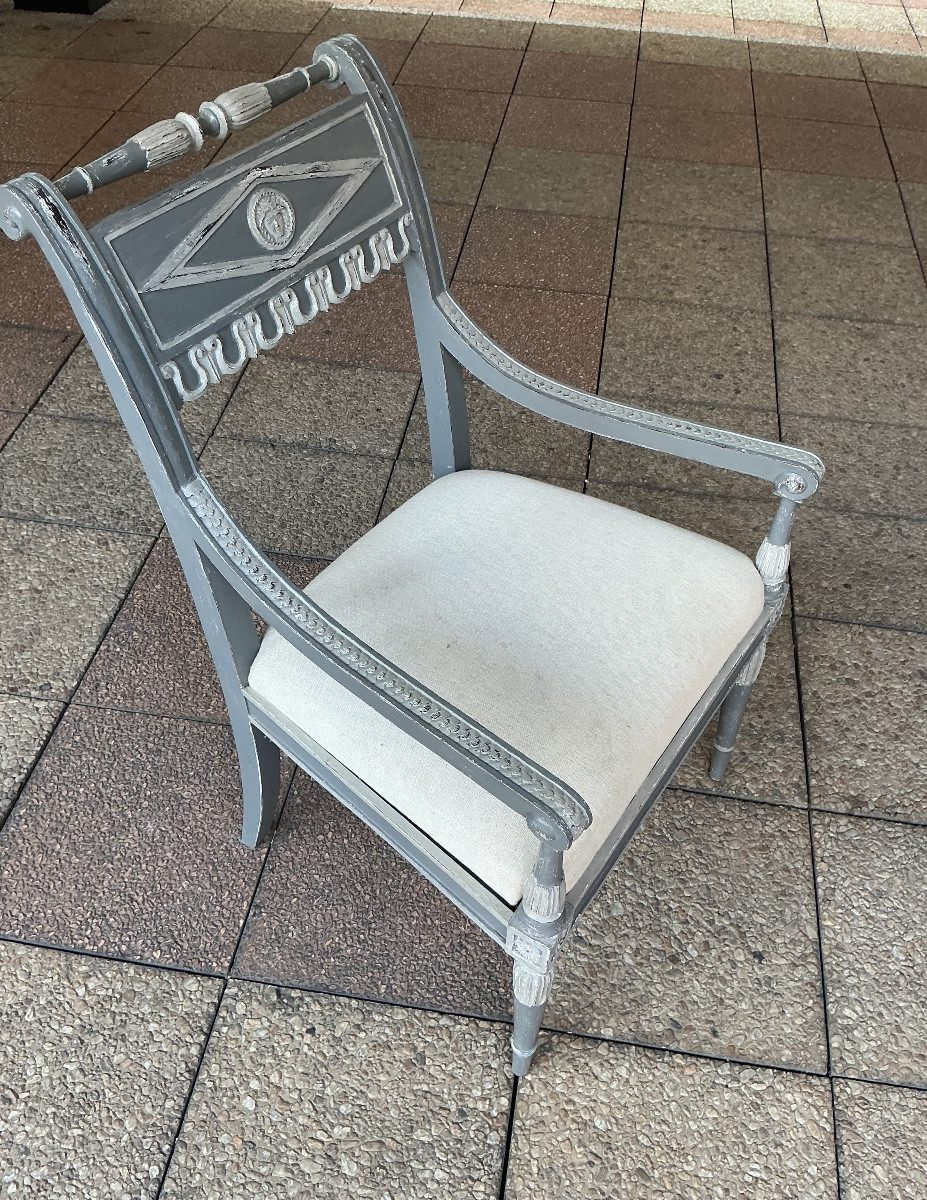 A Painted Wood Directoire Armchair