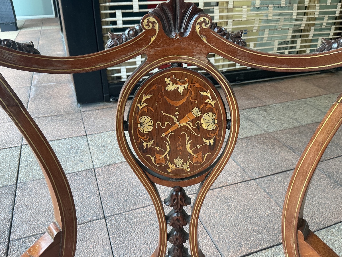 A Pair Of Marquetry Armchairs.-photo-4