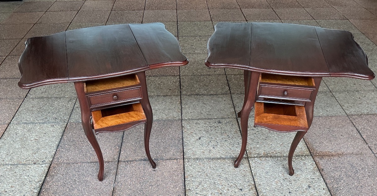 Une paire de chevets, meubles d'appoint ou bouts de canapé, en palissandre.-photo-3