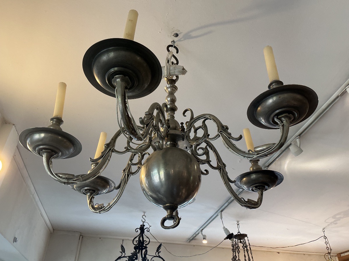 A Dutch Chandelier With Six Light Arms.-photo-2