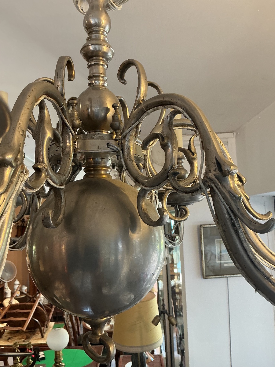 A Dutch Chandelier With Six Light Arms.-photo-4