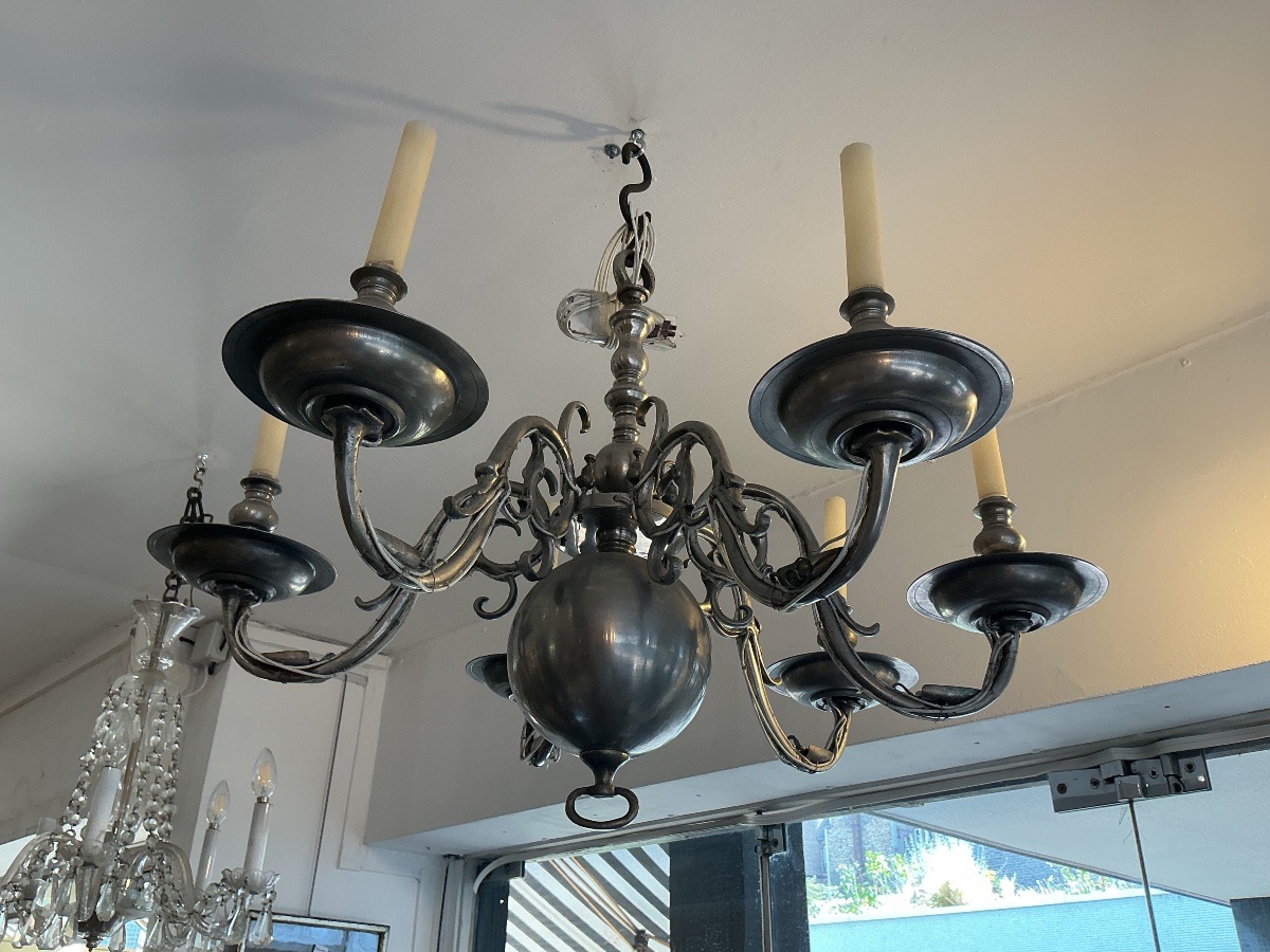 A Dutch Chandelier With Six Light Arms.