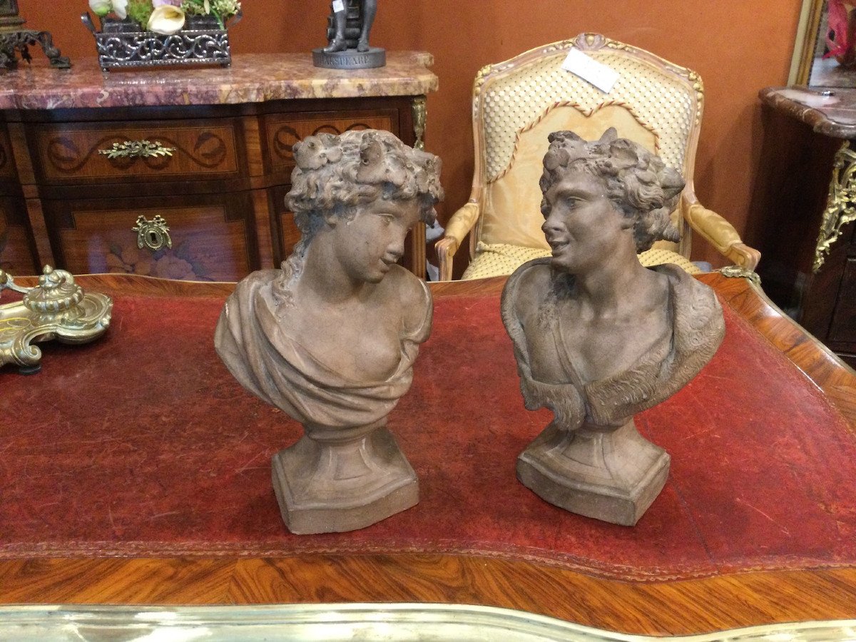 Terracotta Busts After Clodion