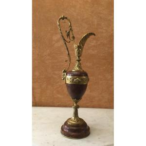 Ewen In ''rouge Griotte'' Marble And Gilded Bronze 