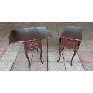 A Pair Of Rosewood Bedside Tables, Occasional Furniture Or Sofa Ends.