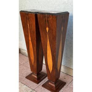 Une paire de colonnes, sellettes ou piédestaux d'époque, Art Déco.