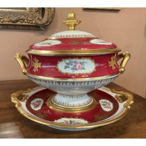 A Limoges Porcelain Soup Tureen And Its Stand.
