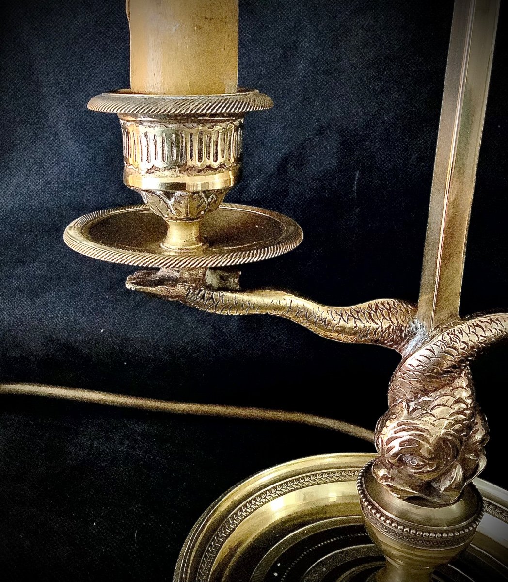 Lampe Bouillotte Aux Dauphins Style Louis XVI-photo-4