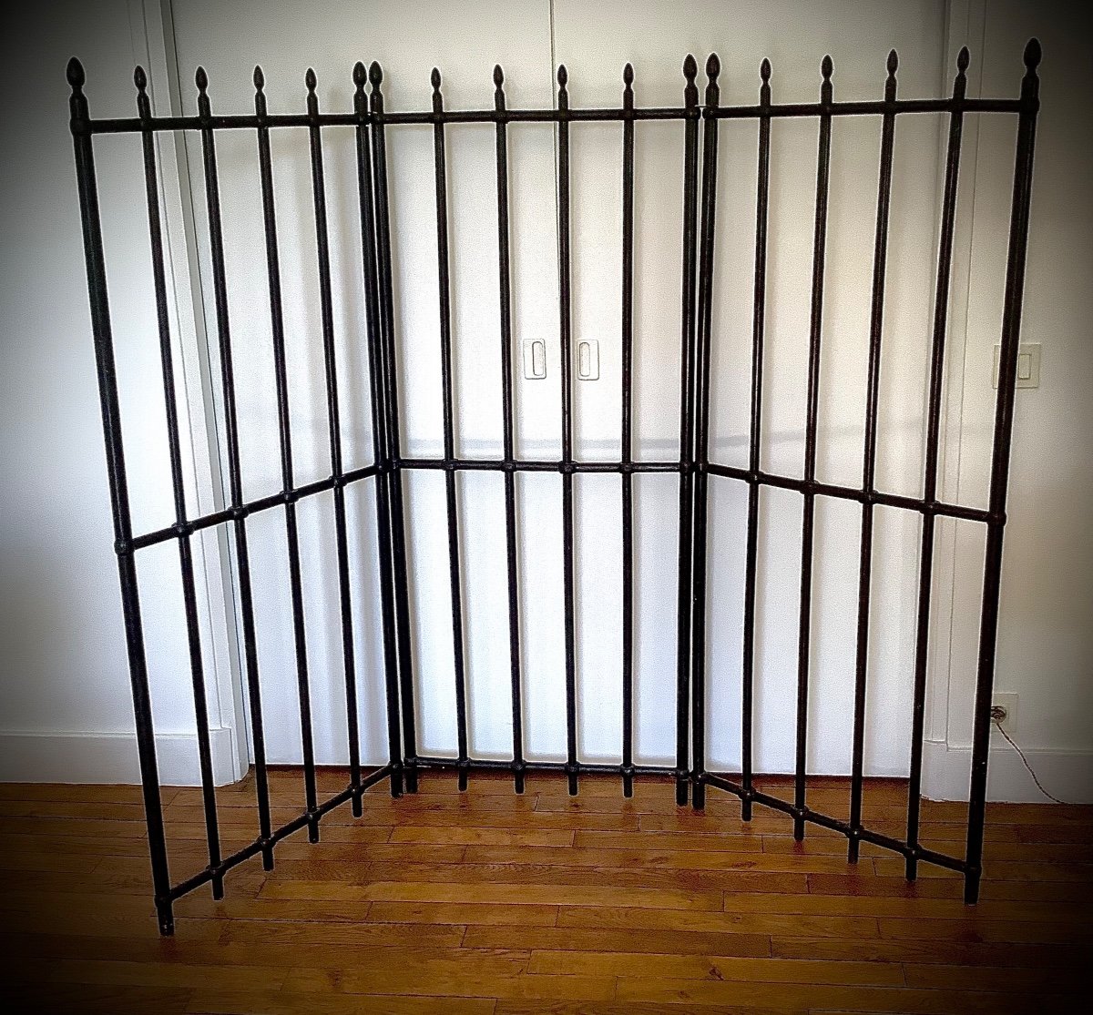 Screen With 3 Leaves In Blackened Wood Forming A Grid Napoleon III Period-photo-3