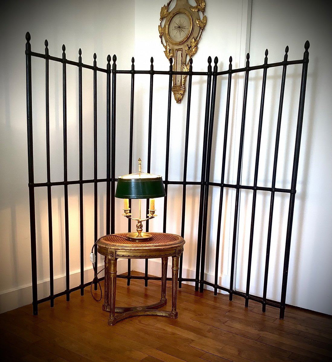 Screen With 3 Leaves In Blackened Wood Forming A Grid Napoleon III Period-photo-4