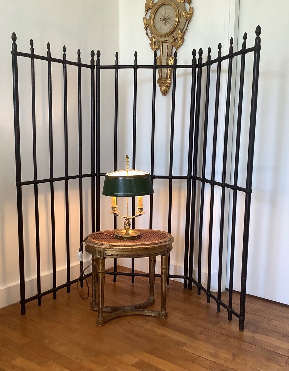Screen With 3 Leaves In Blackened Wood Forming A Grid Napoleon III Period