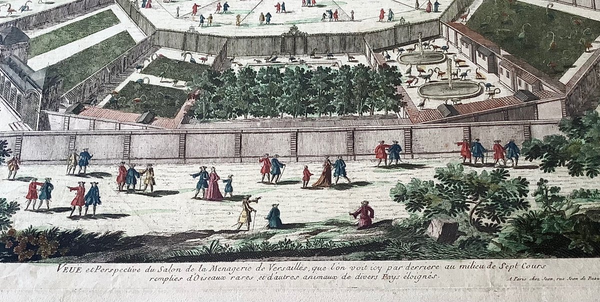 Gravure Encadrée: Vue Et Perspective  De La Ménagerie de Versailles édité Par Jean  Circa XVIII ème -photo-3