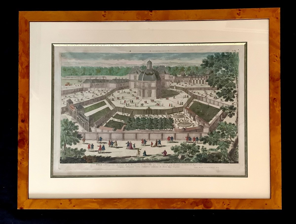 Gravure Encadrée: Vue Et Perspective  De La Ménagerie de Versailles édité Par Jean  Circa XVIII ème 