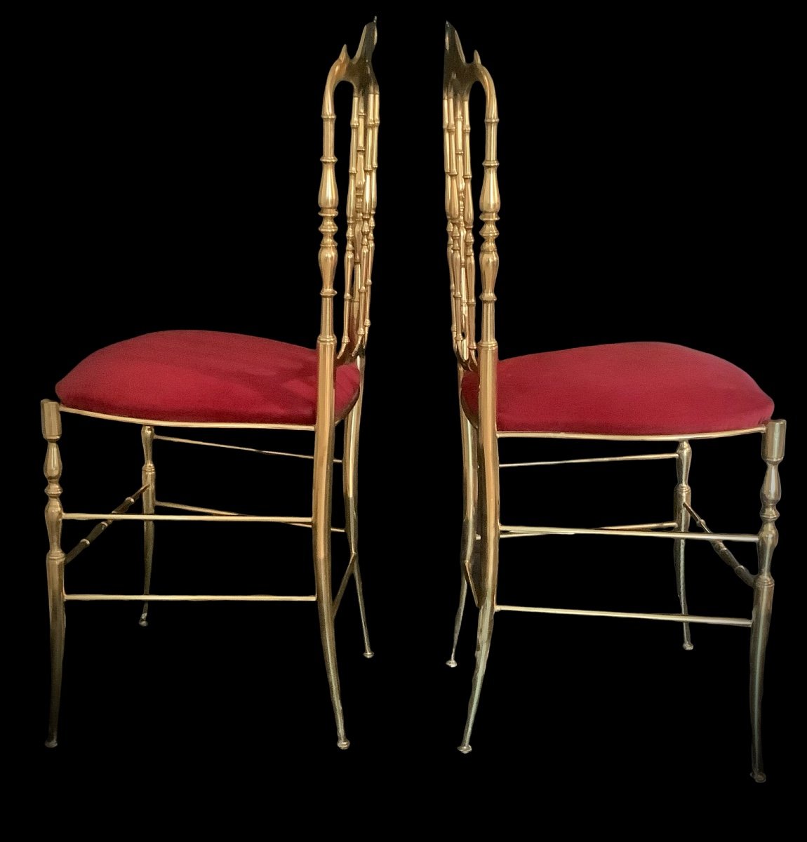 Pair Of Brass Chairs Italy 1950 From Chiavari.-photo-1