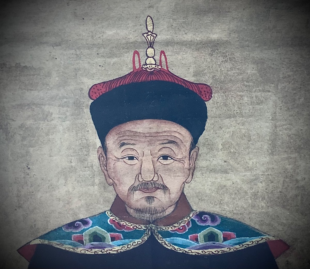 Portrait d'Ancêtre d'Un Dignitaire De l'Armée Impériale Chinoise.-photo-3