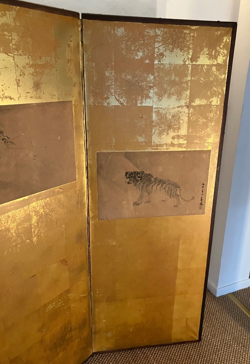 Byobu Japanese Screen 2 Panels Edo Period (late 18th Century) -photo-1