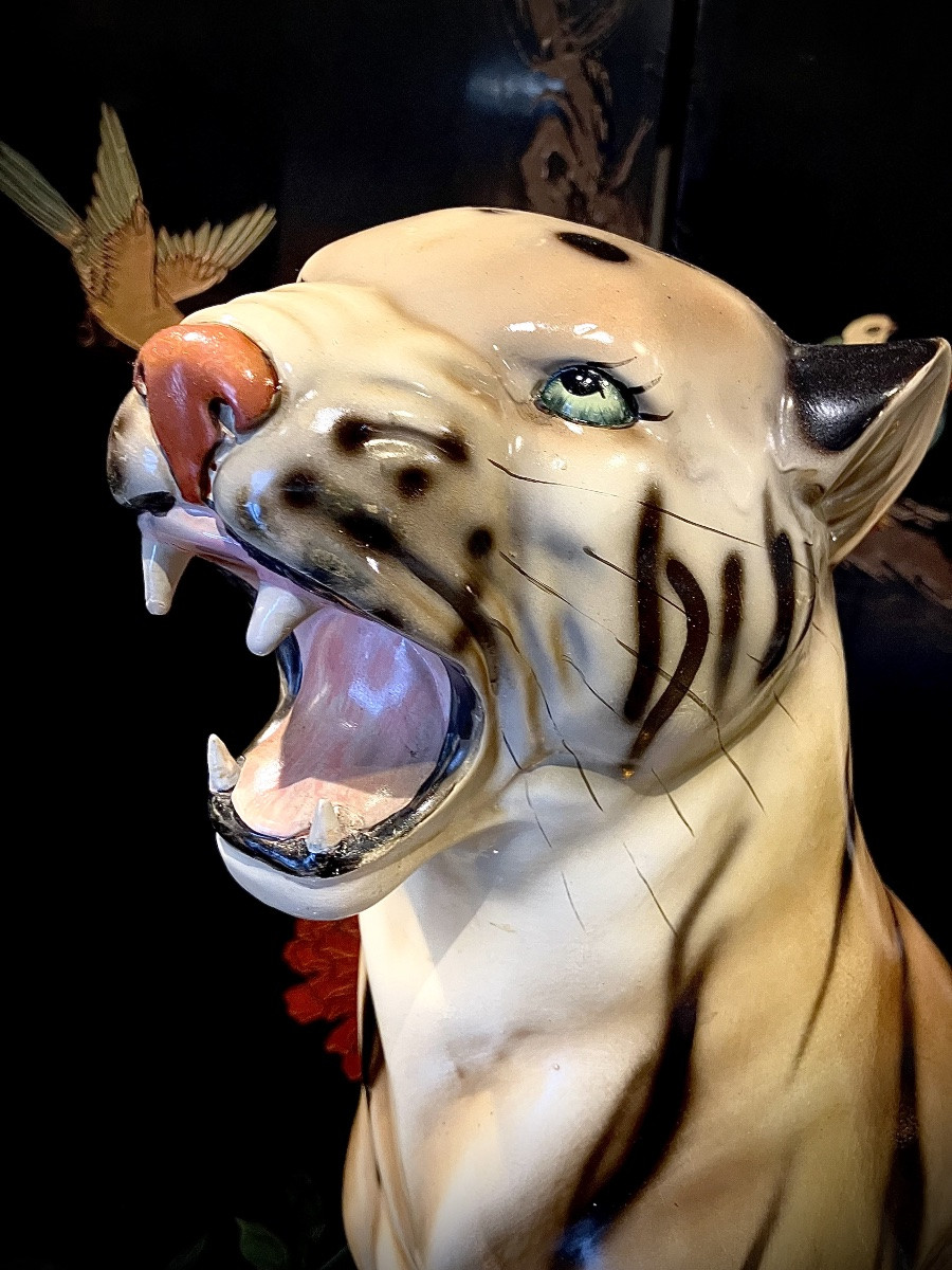 Tigre Rugissant En Céramique Italie Circa 1970-photo-4