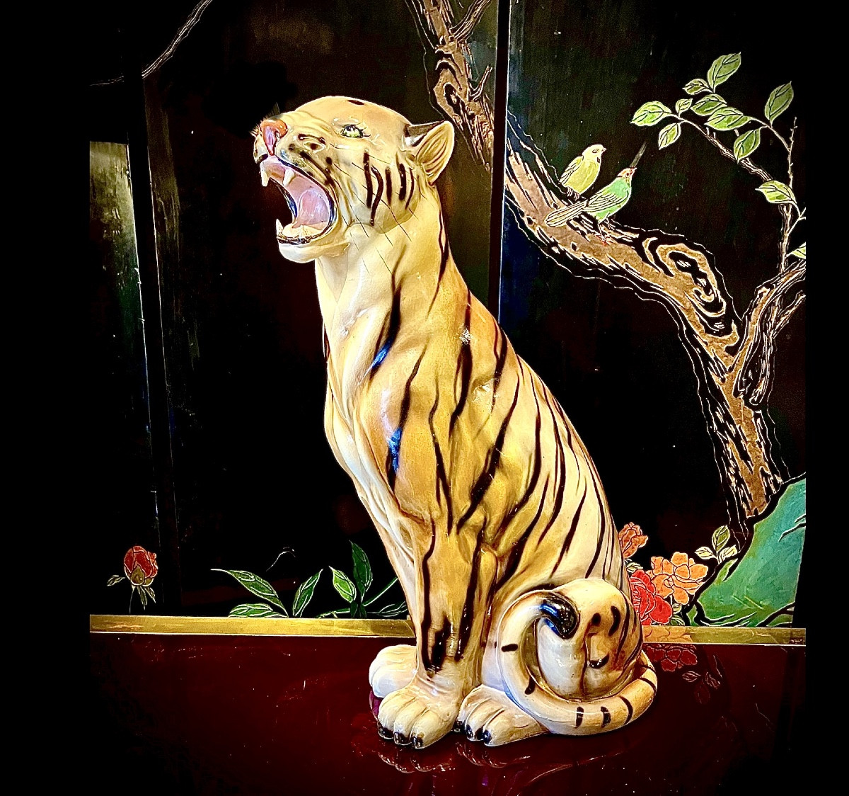 Tigre Rugissant En Céramique Italie Circa 1970-photo-2