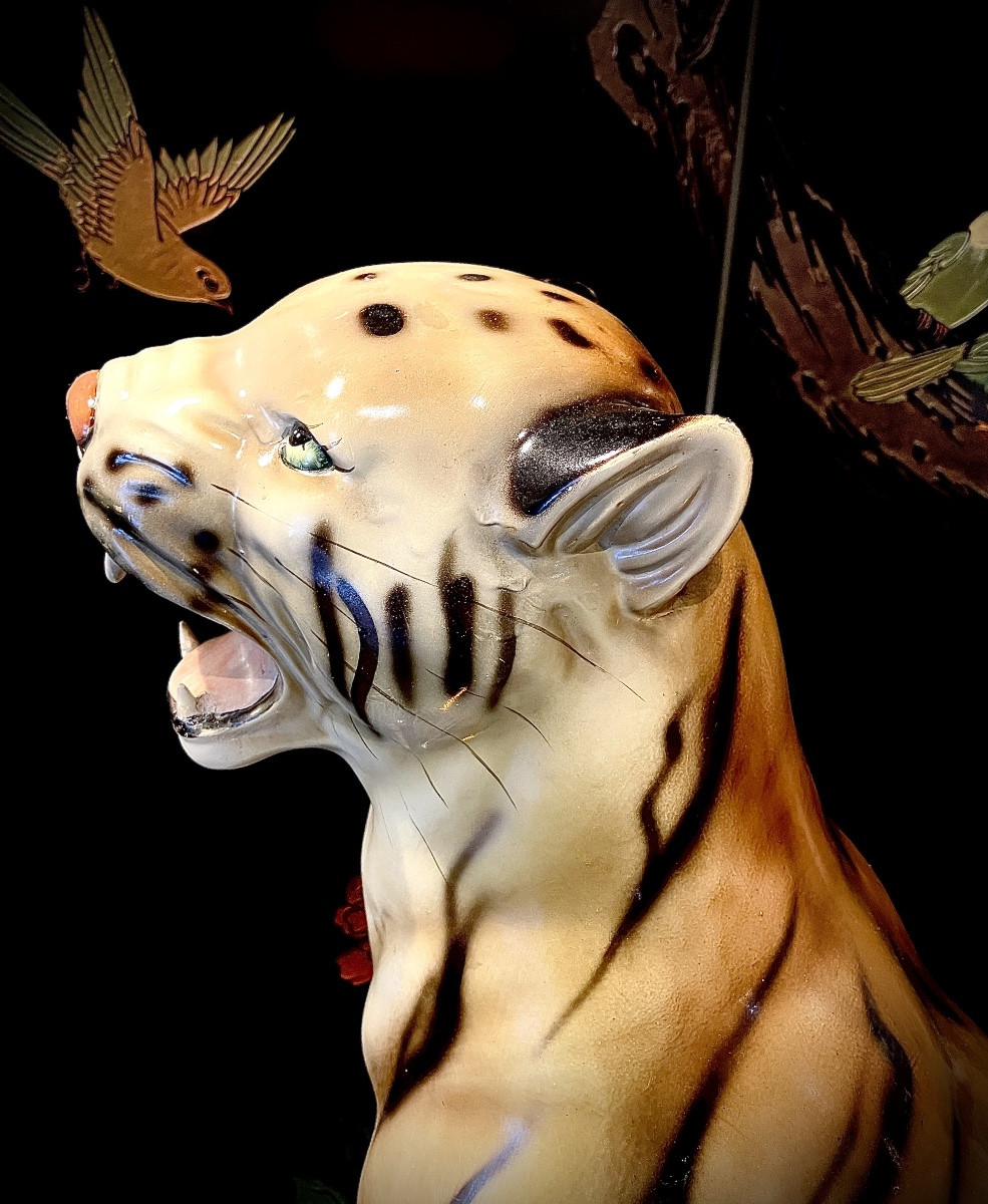 Tigre Rugissant En Céramique Italie Circa 1970-photo-5
