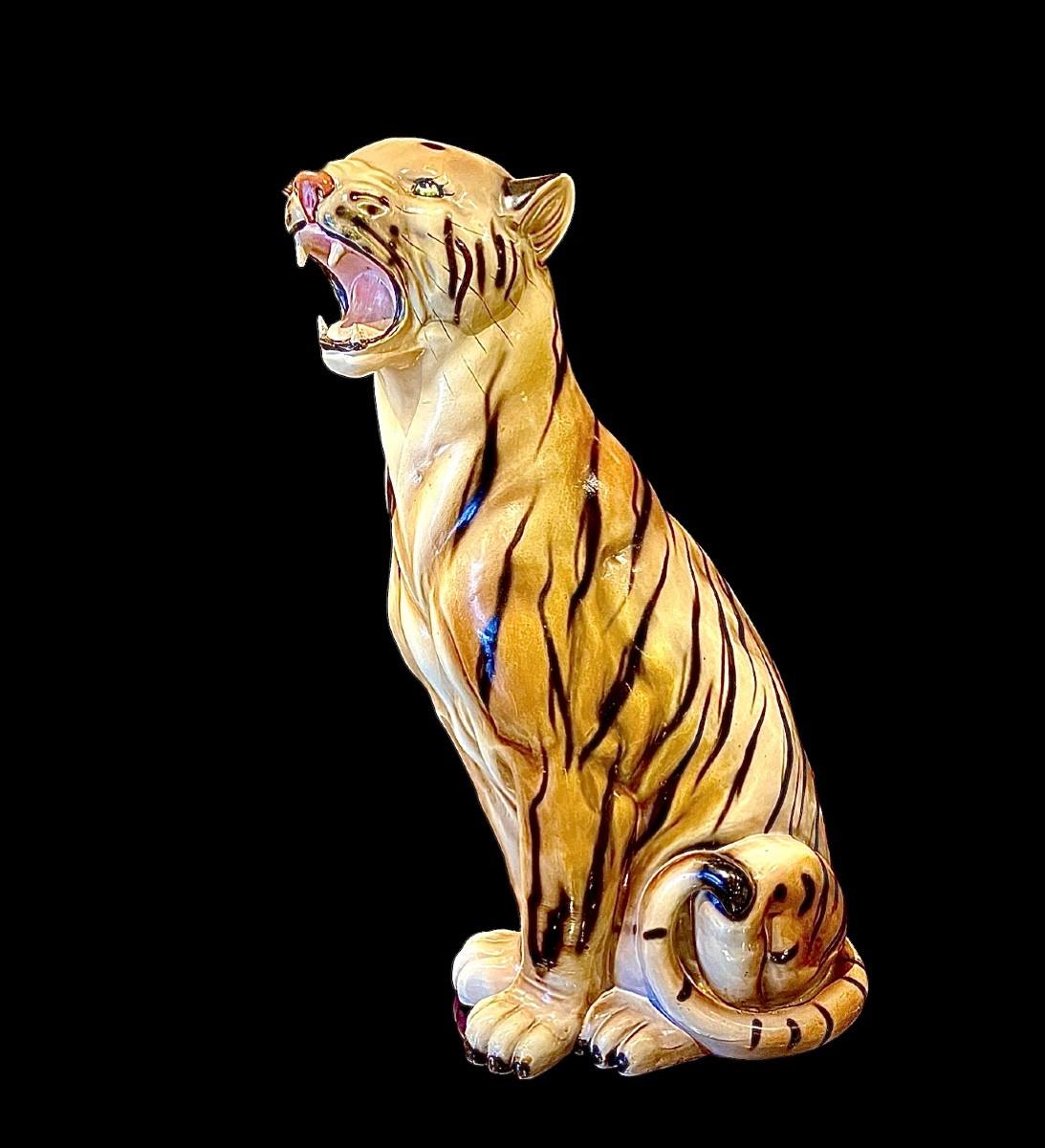 Tigre Rugissant En Céramique Italie Circa 1970