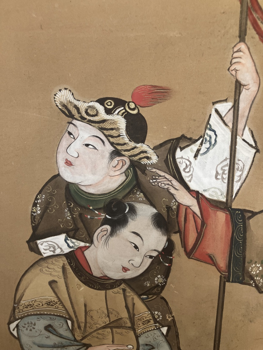 Japanese Screen Called Byobu, Late Edo Period (1603-1868), Mid-19th Century.-photo-4