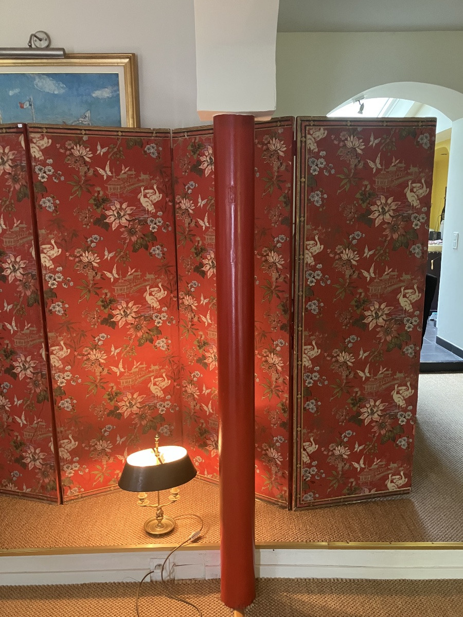 Important 5-leaf Screen Decorated With Chinoiserie, Early 20th Century -photo-1