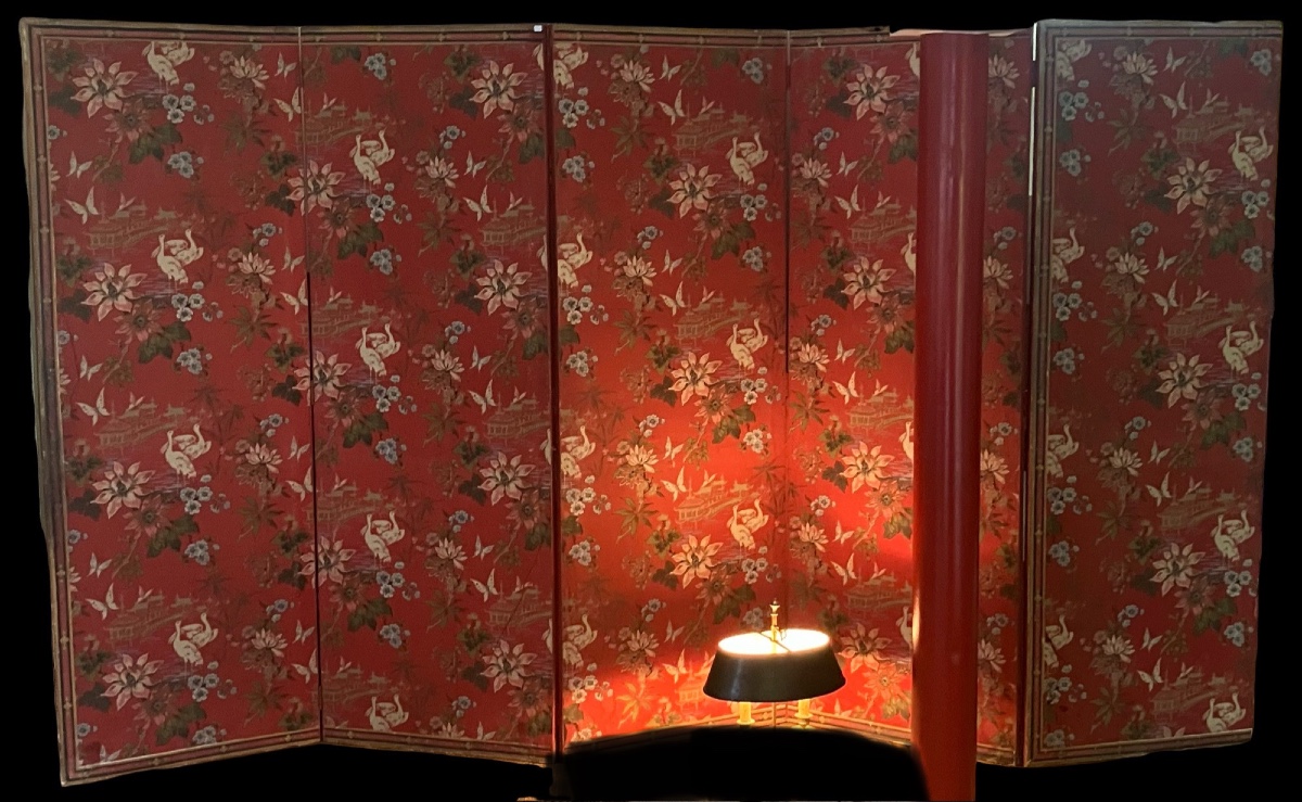 Important 5-leaf Screen Decorated With Chinoiserie, Early 20th Century 