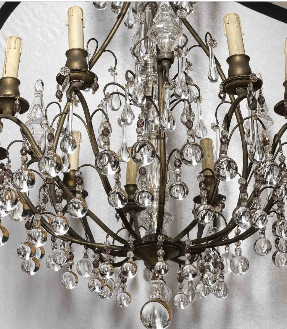 Large Louis XVI Style Cage Chandelier, Early 20th Century-photo-4