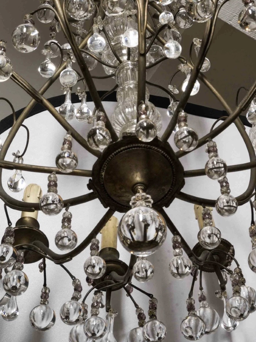 Large Louis XVI Style Cage Chandelier, Early 20th Century-photo-1
