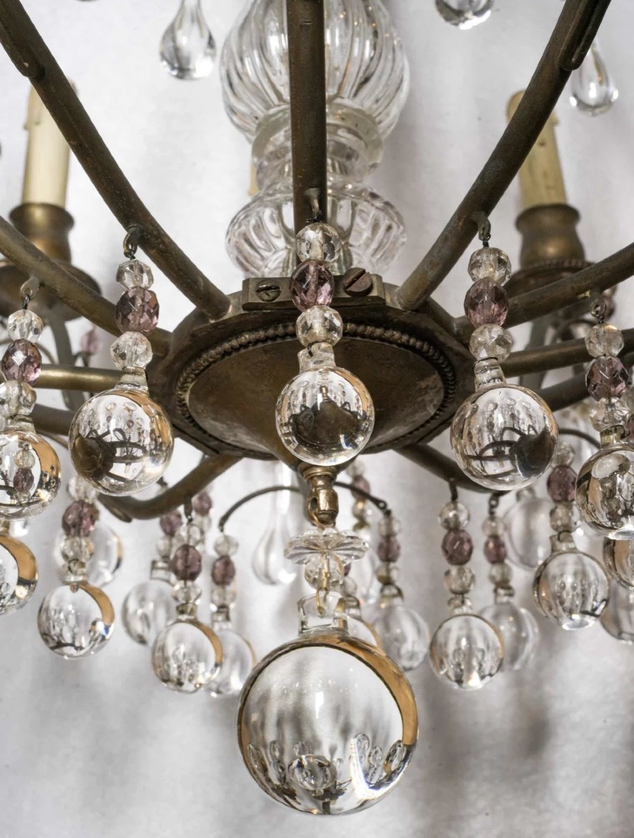 Large Louis XVI Style Cage Chandelier, Early 20th Century-photo-2