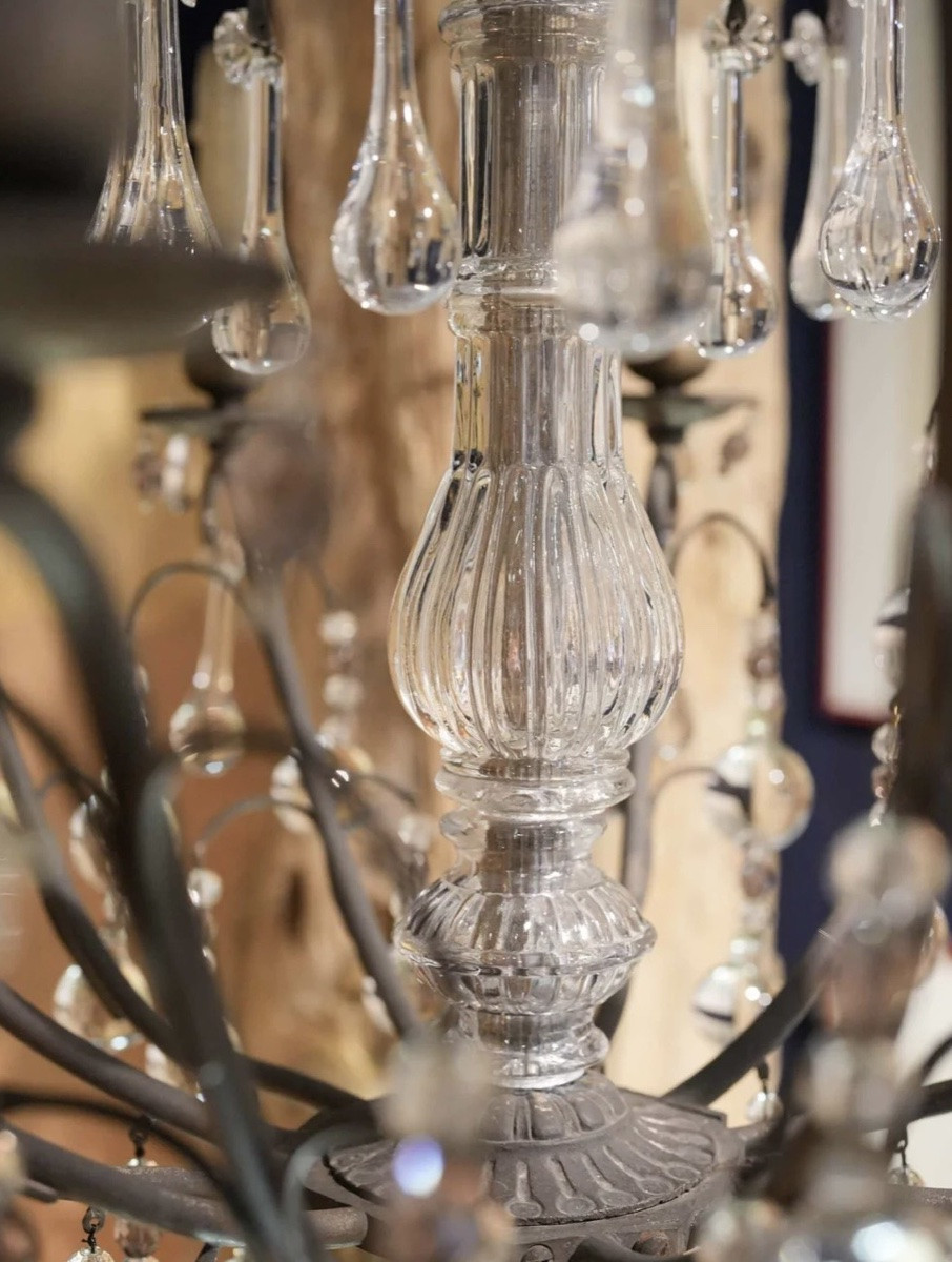 Large Louis XVI Style Cage Chandelier, Early 20th Century-photo-5