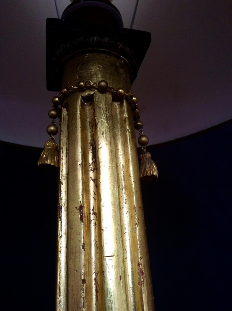 Golden Wood Lamp In Column-photo-7