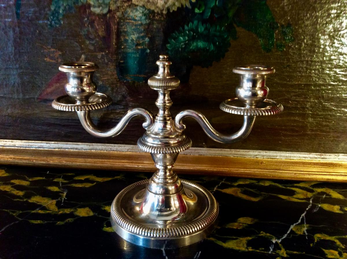 Pair Silver Metal Candlesticks-photo-3