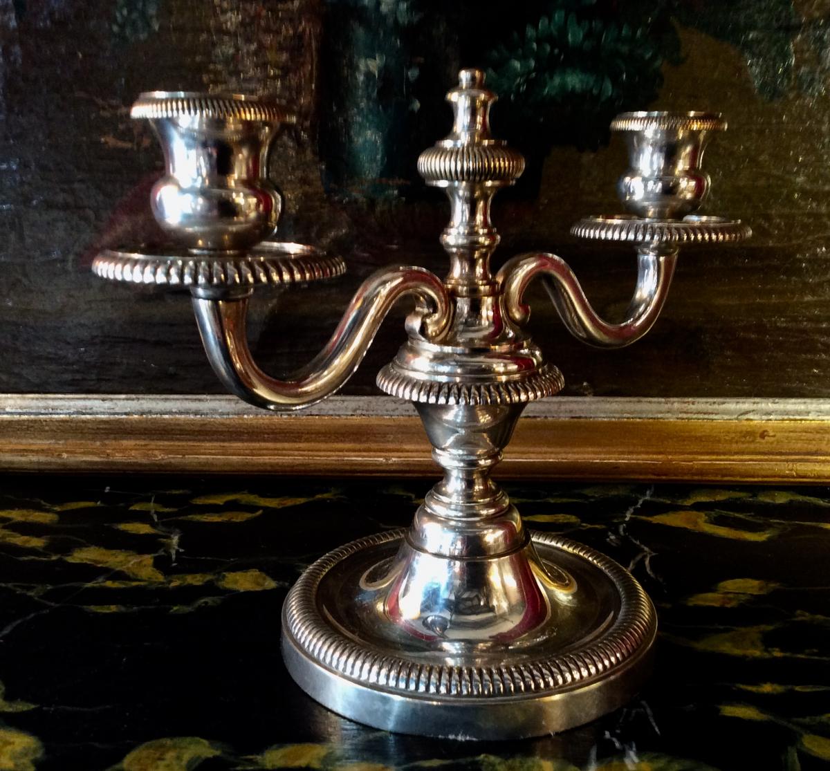 Pair Silver Metal Candlesticks-photo-6