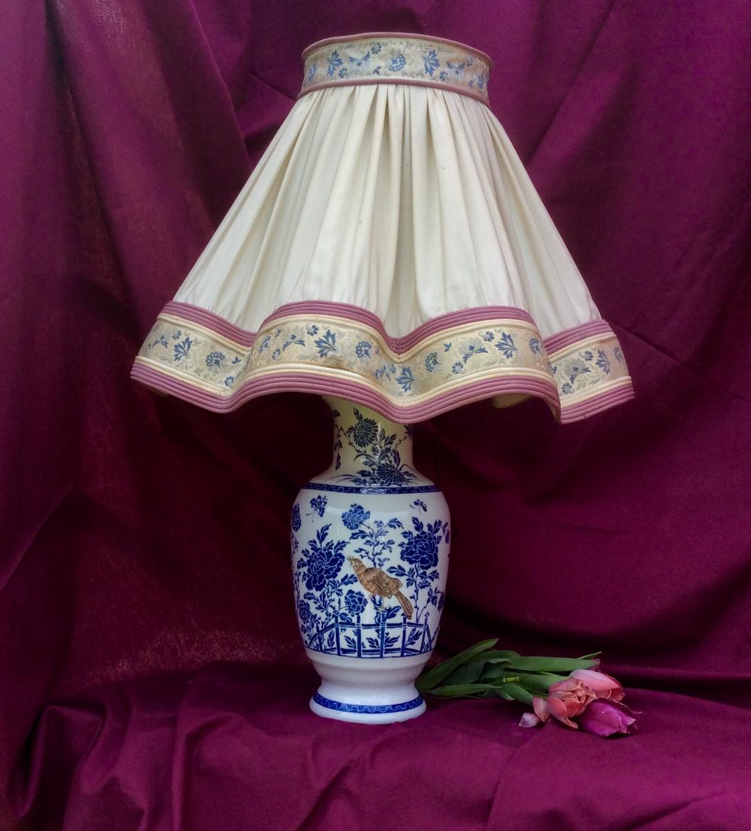 Earthenware Lamp Painted In The Style Chinoiseries From The Middle XX Eme