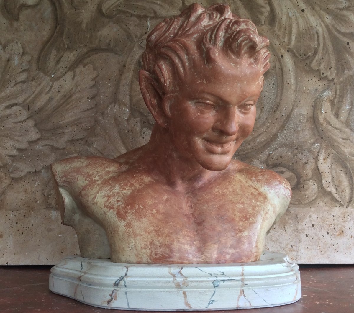 Terracotta Bust Of Laughing Satyr Said