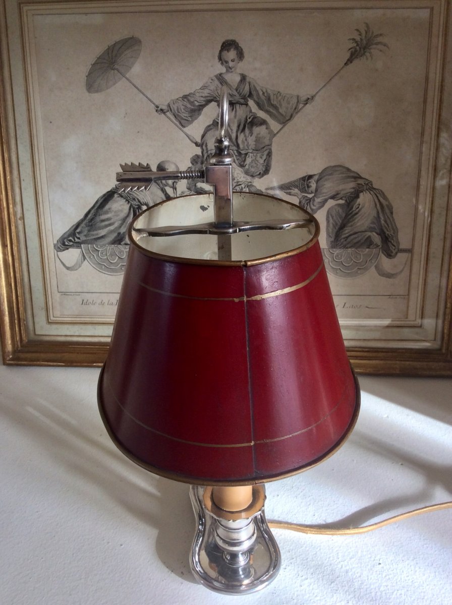 Hot Water Bottle Lamp Two Lights In Silver Metal. Early Twentieth-photo-4