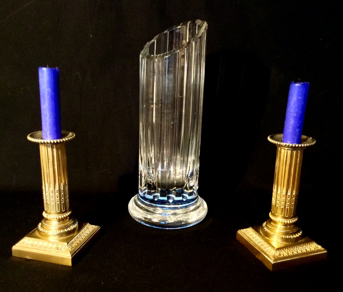 Vase En Cristal de DAUM En Forme De Colonne Tronquée -photo-2